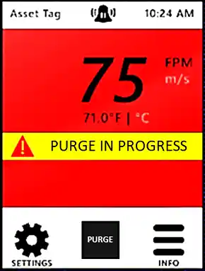 Lab hood monitor, purge in progress warning